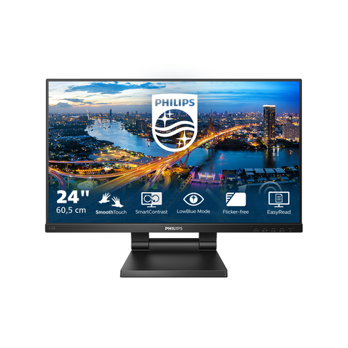24" Black Touch Monitor 10 Points VGA DisplayPort USB DVI and HDMI – Philips
