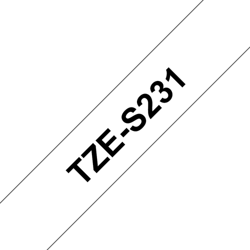 TZE-S231 LAMINATED TAPE M 8M 8M BLACK ON WHITE EXTRA-STRONG – Brother