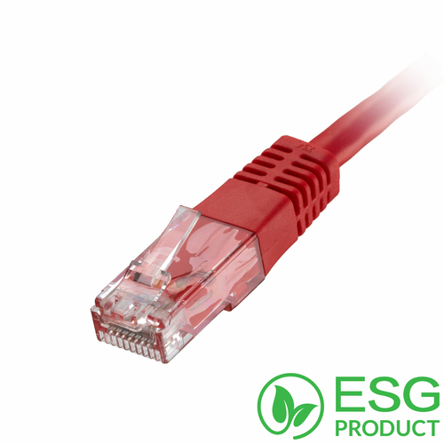 0.5m Cat5e RJ45 Red U/UTP PVC 24AWG Flush Moulded Booted Patch Lead (PK 100) – Cablenet