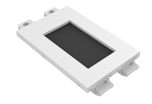VISION Techconnect Modular AV Faceplate - LIFETIME WARRANTY - brush module - simple double-width module with hole for pulling cables out - brushes cover 42 x 22 mm / 1.7 x 0.9 aperture - fixes into Techconnect surrounds - plastic - white – Vision