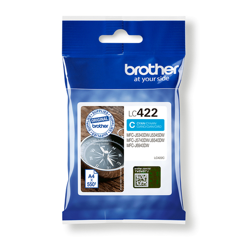 Cyan Ink Cartridge . Single Blister Pack. Prints about 550 pages. – Brother