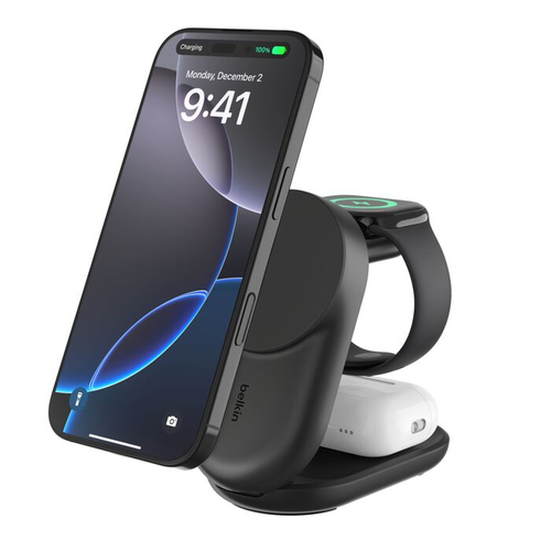 ULTRACHARGE 25W QI2 3IN1 MAGNETIC CHARGER UK BLACK ROUND – Belkin Components