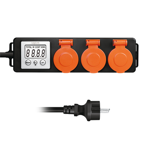 Energy Cost Meter, 3 sockets, outdoor – LogiLink