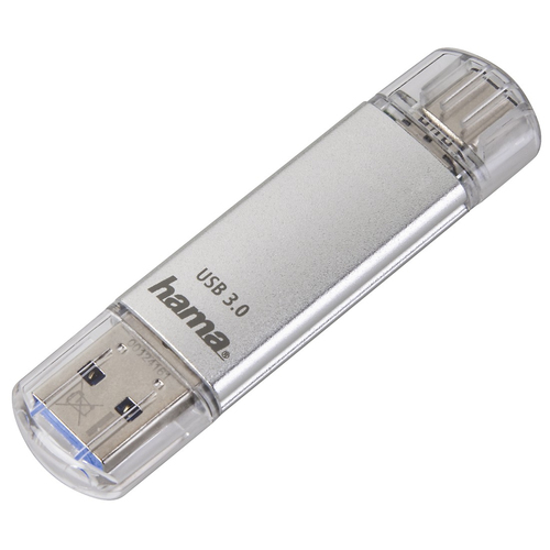 Hama C-Laeta 16GB USB-A/USB-C Memory Pen, Metal Casing, OTG, 40MB/s, Silver – Hama