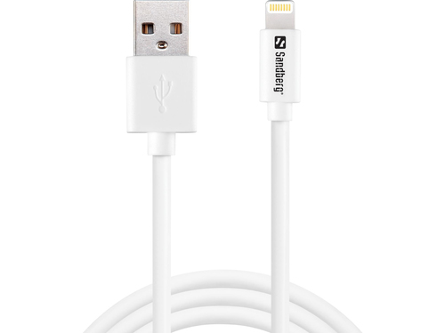 Sandberg USB>Lightning 2m AppleApproved, 2 m, Lightning, USB A, White, Straight, Straight – Sandberg