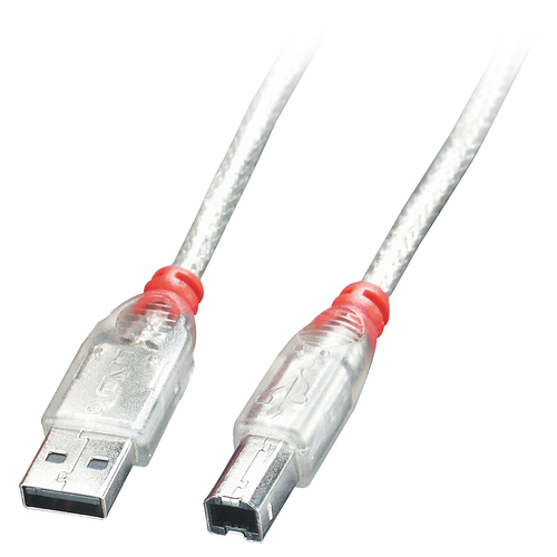 2M USB 2.0 CABLE - TRANSPARENT TYPE A MALE TO TYPE B MALE – Lindy