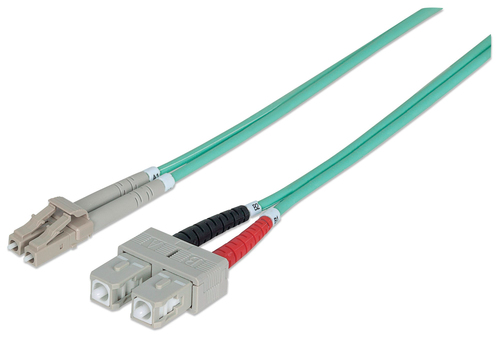 FIBER OPTIC PATCH CABLE MULTI- MODE LC/SC 50/125 OM3 2M AQUA – INTELLINET