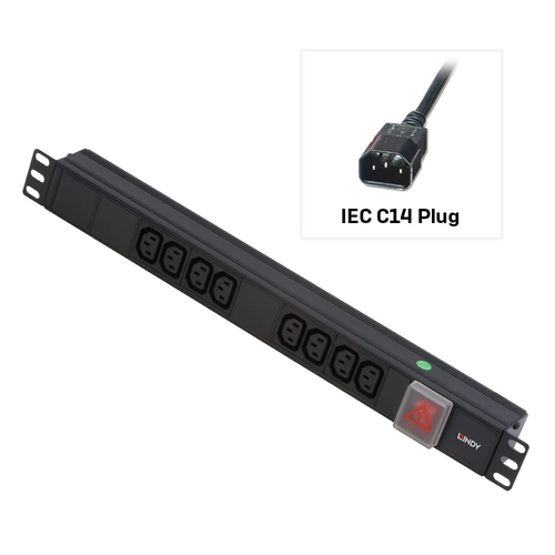 1U 8 WAY IEC PDU IEC PLUG TO 8 X IEC SOCKETS – Lindy