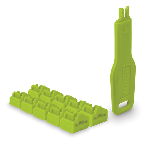 RJ45 PORT LOCKS GREEN 10X + 1 KEY – Lindy