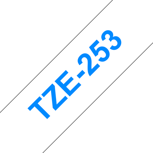 TZE-253 LAMINATED TAPE 24MM 8M BLUE ON WHITE – Brother
