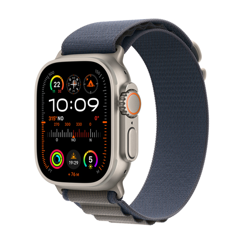 Apple Watch Ultra 2 GPS + Cellular, 49mm Titanium Case with Blue Alpine Loop - Small – Apple