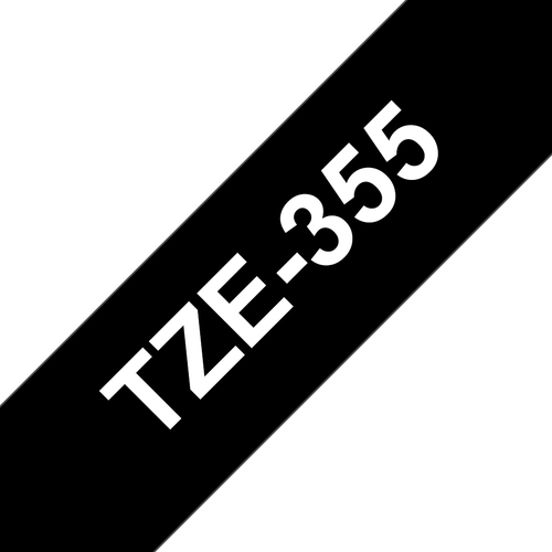 TZE-355 LAMINATED TAPE 24MM 8M WHITE ON BLACK – Brother