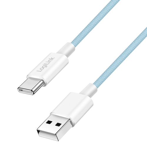 USB 2.0 Type-C cable, C/M to A/M, nylon jacket, 60W, blue, 1.5 m – LogiLink