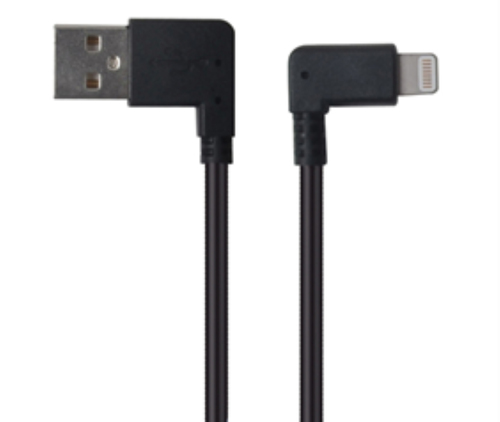 JLC MFI 90 degree USB (Male) to Lightning (Male) Cable – 30CM – Black – JLC