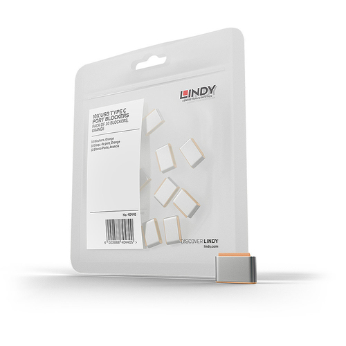 USB TYPE C PORT BLOCKERS (WITHOUT KEY)-PACK OF 10 ORANGE – Lindy