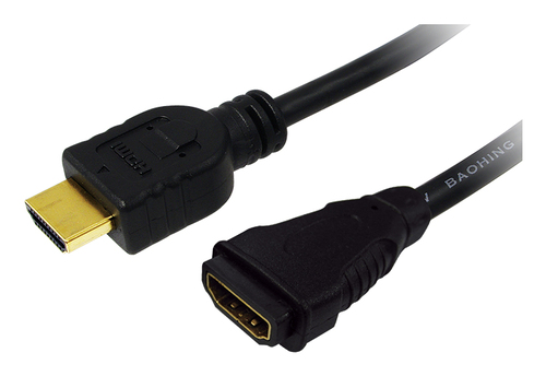 HDMI cable, A/M to A/F, 4K/30 Hz, black, 2 m – LogiLink