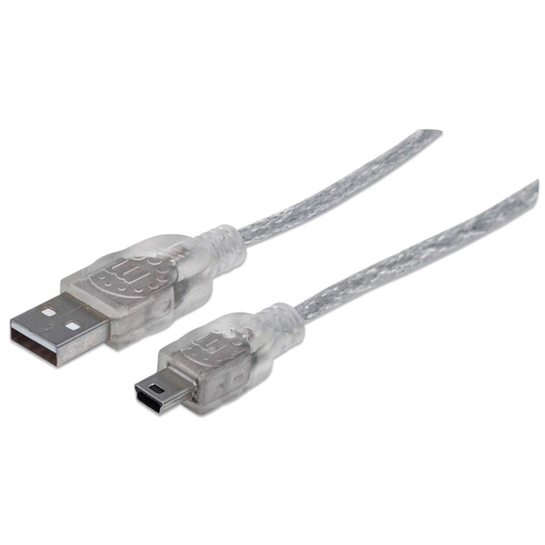 USB-A TO MINI-B CABLE 1.8M- MALE/MALE 480MBPS (USB 2.0) SILV – INTELLINET