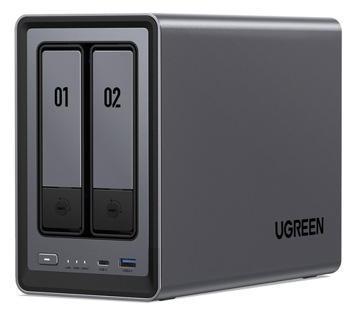 UGREEN NASync DXP2800; 2-Bay NAS with Intel N100 Quad-Core CPU (Up to 3.4GHz) 8GB DDR5; 2x M.2 PCIe Slots; 2.5GbE Port ( – UGREEN
