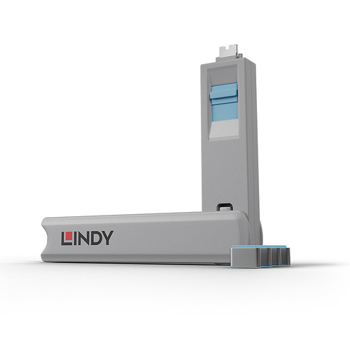 USB TYPE C PORT BLOCKER KEY-PACK OF 4 BLOCKERS BLUE – Lindy