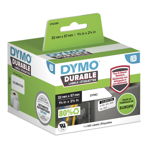 DYMO - Polypropylene (PP) - strong adhesive - black on white - 32 x 57 mm 800 label(s) (1 roll(s) x 800) labels - for DYMO LabelWriter 310, 315, 320, 330, 400, 450, 4XL, SE450, Wireless – NEWELL RUBBERMAID