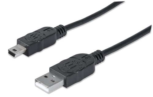 USB-A TO MINI-B CABLE 1.8M- MALE/MALE 480MBPS (USB 2.0) BLCK – INTELLINET