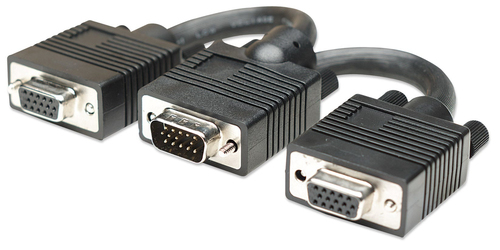SVGA Y CABLE 15CM- MALE/2X FEMALE BLACK POLYBAG – INTELLINET