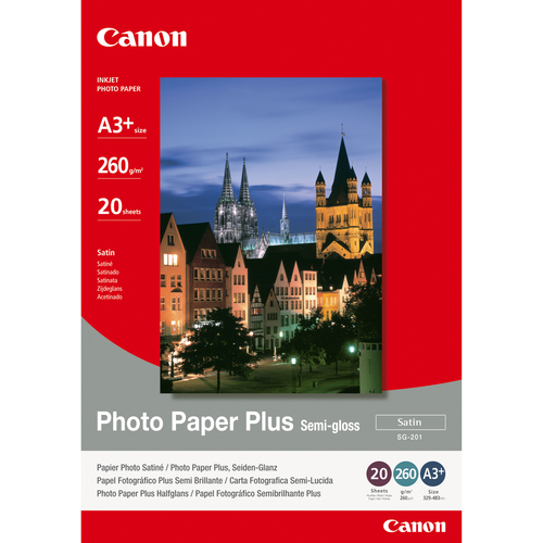 Canon Photo Paper Plus SG-201 - Semi-gloss photo paper - A3 plus (329 x 423 mm) - 260 g/m2 - 20 sheet(s) – Canon