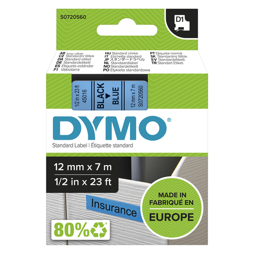 D1 - TAPE DYMO 12MMX7M BLACK/BLUE – NEWELL RUBBERMAID