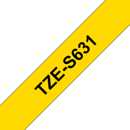 TZE-S631 LAMINATED TAPE 12MM 8M BLACK ON YELLOW EXTRA-STRONG – Brother
