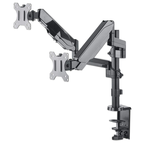 TV/MONITOR DESK MOUNT GAS DUAL- FULL MOTION 27 CLAMP/GROMMET – INTELLINET