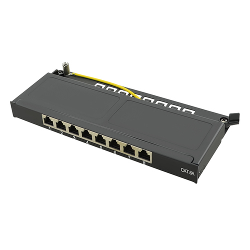 Cat.6A Patch Panel 8-Port mini desktop, shielded, black – LogiLink