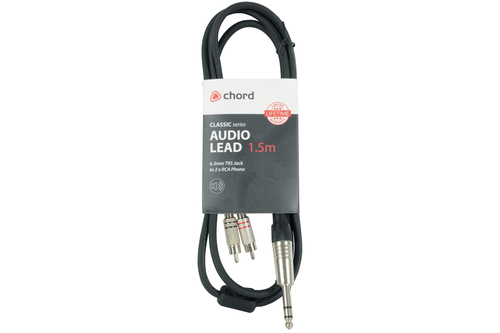 Classic Audio Leads 6.3mm TRS Jack Plug - 2 x RCA Plugs – chord