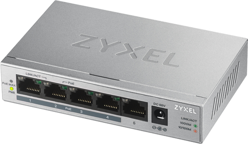 GS1005-HP 5 PORT GIGABIT POE UNMAN DESKTOP SWITCH 60WATT – ZyXEL Communications