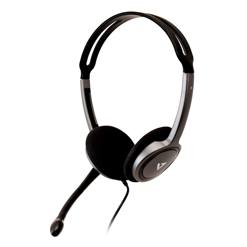 3.5MM STEREO HEADSET W/NOISE CANCELLG BOOM MIC 1.8M CABLE I – V7
