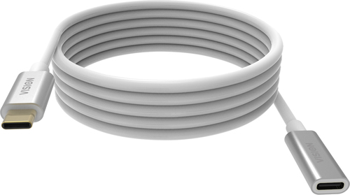VISION Professional installation-grade USB-C extension cable - LIFETIME WARRANTY - bandwidth up to 10 gbit/s - supports 3A charging current - USB-C 3.1 (M) to USB-C 3.1 (F) - outer diameter 4.5 mm - 22+30 AWG - 2 m - white – Vision
