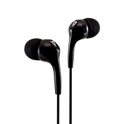3.5MM STEREO EARBUDS NOISE ISOLATG 1.2M CABLE BLACK – V7