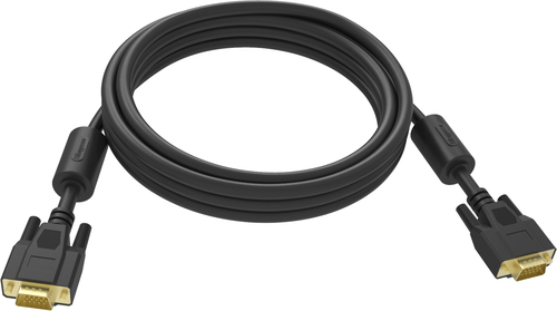 VISION Professional installation-grade VGA patch cable - LIFETIME WARRANTY - gold plated connectors - ferrite cores both ends - VGA (M) to VGA (M) - outer diameter 8.0 mm - 28 AWG - 10 m - black – Vision