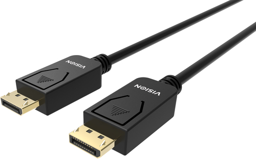 VISION Professional installation-grade DisplayPort cable - LIFETIME WARRANTY - version 1.2 4K - gold connectors - supports 1 mbps bidirectional aux channel and hotplug - DP (M) to DP (M) - outer diameter 7.3 mm - 28 AWG - 2 m - black – Vision