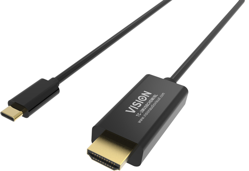 VISION Professional installation-grade USB-C to HDMI cable - LIFETIME WARRANTY - 4K @ 60 Hz - USB-C 3.1 (M) to HDMI (M) - outer diameter 4.5 mm - 32 AWG - 2 m - black – Vision