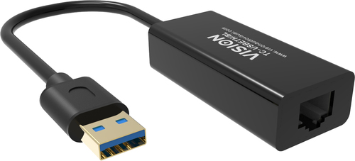 VISION Professional installation-grade USB-A to RJ45 Ethernet network adapter - LIFETIME WARRANTY - 100/1000 mbps - fast ethernet mac - supports suspend/resume detection logic and control endpoint - USB-A 3.0 (M) to shielded RJ45 (F) - driver on USB adapt – Vision