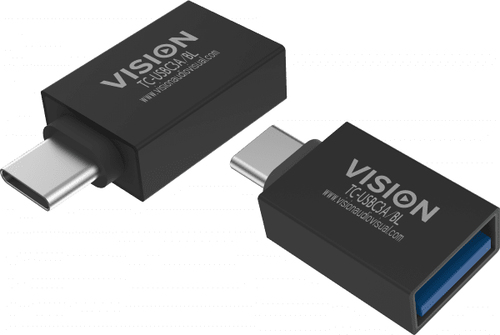 VISION Professional installation-grade USB-C to USB-A adapter - LIFETIME WARRANTY - plugs into USB-C and has full-sized USB-A 3.0 socket - USB-C (M) to USB Type A (F) - USB 3.1 Gen 2 - black – Vision