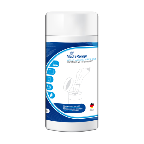 MEDIARANGE SCREEN CLEANING WIPES, WET, 100 WIPES – MediaRange