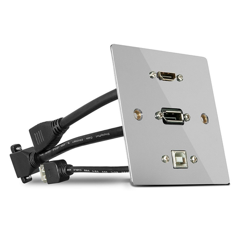 Single Gang HDMI DP and USB Wall Plate Metal – Lindy