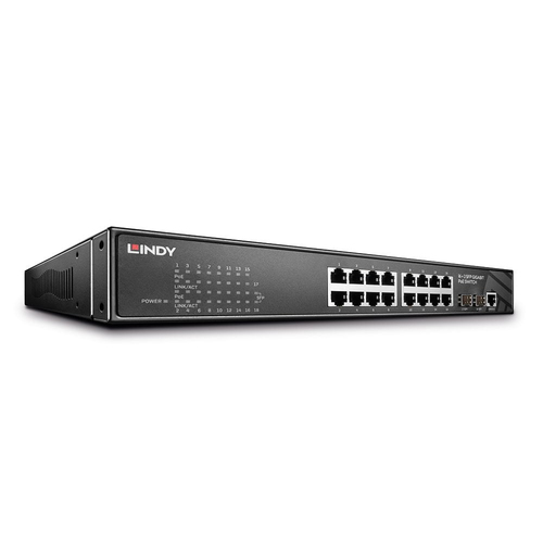 16 Port + 2 SFP Gigabit Managed Switch PoE - Black – Lindy
