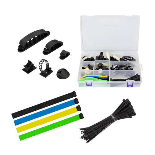 Cable organizer set in a box, 8 items, 128 pcs., mixed color – LogiLink