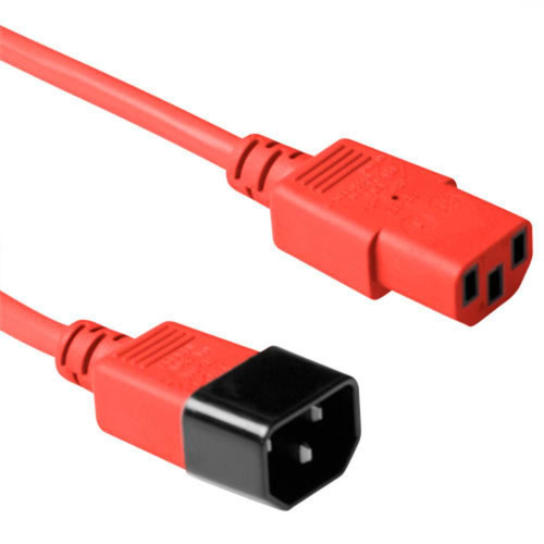 Red power cable C14F to C13M, – MicroConnect