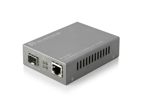 LevelOne 10/100BASE-TX to 100BASE-X SFP Smart Converter; HTTP Management with remote firmware upgrade supported;ICMP and ARP protocols supported;DHCP Client for easy IP address setup;LLR (Link Loss Return) supported;IEEE 802.1Q VLAN and Double VLAN (Q-in- – Digital Data Communications