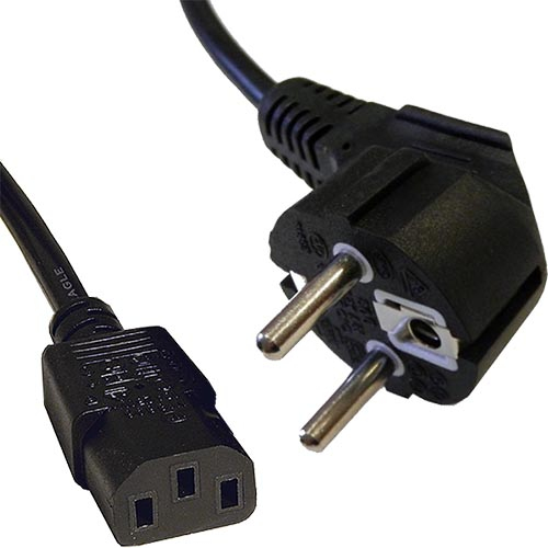 2m Right Angle Schuko - IEC C13 Black PVC 0.75mm Power Leads – Cablenet