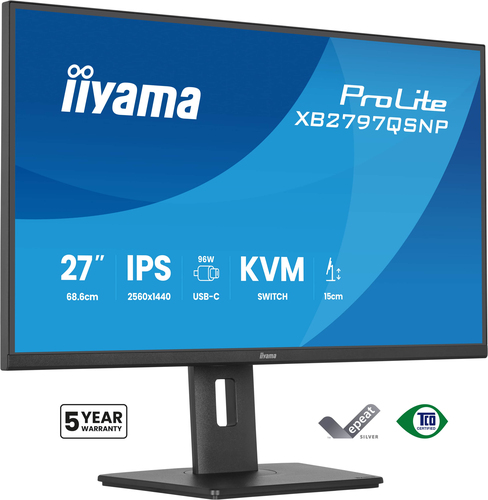 27iWIDE LCD 2560 x 1440 QHD IPS panel LED Bl. Adaptive Sync USB-Hub(2xOut v3.2 +2xUSB-C(7.5 Watt)) Pivot Height Adjust 350cd/m 1000:1Static Contrast 80.000.000: – Iiyama