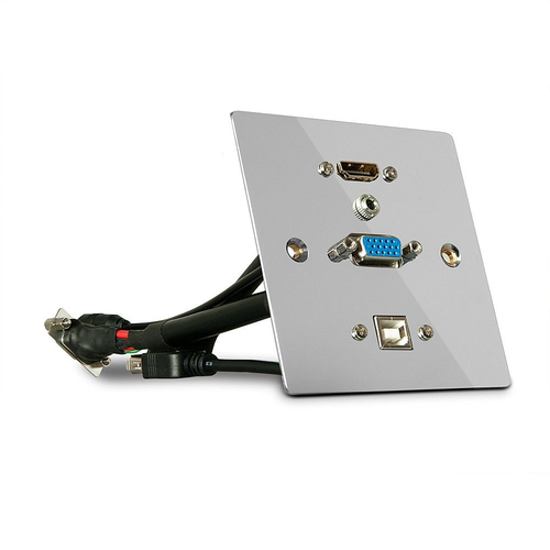Single Gang VGA HDMI USB B and Audio Wall Plate Metal – Lindy